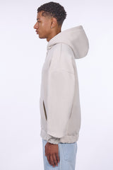 HEAVY OVERSIZE EMBO ZIP HOODIE WHITE ONYX