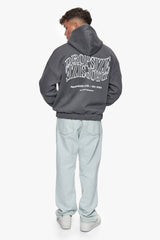 HEAVY OVERSIZE MIRRORED LOGO ZIP-HOODIE GREY