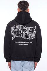 HEAVY OVERSIZE MIRRORED LOGO ZIP-HOODIE BLACK
