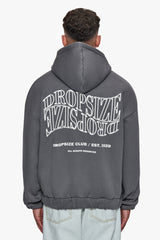 HEAVY OVERSIZE MIRRORED LOGO ZIP-HOODIE GREY