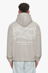 HEAVY OVERSIZE MIRRORED LOGO ZIP-HOODIE STONE