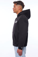 HEAVY OVERSIZE MIRRORED LOGO ZIP-HOODIE BLACK