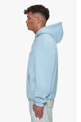 HEAVY OVERSIZE MIRRORED LOGO ZIP-HOODIE BABY BLUE