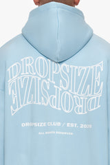 HEAVY OVERSIZE MIRRORED LOGO ZIP-HOODIE BABY BLUE