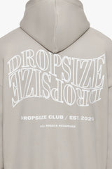 HEAVY OVERSIZE MIRRORED LOGO ZIP-HOODIE STONE