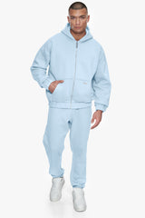 OVERSIZE METAL PATCH ZIP HOODIE BABY BLUE
