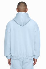 OVERSIZE METAL PATCH ZIP HOODIE BABY BLUE