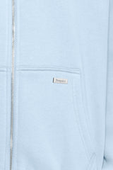 OVERSIZE METAL PATCH ZIP HOODIE BABY BLUE