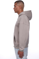 HEAVY OVERSIZE LOGO ZIP HOODIE PUMICE STONE