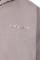 HEAVY OVERSIZE LOGO ZIP HOODIE PUMICE STONE