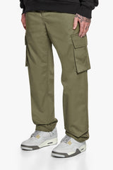 SINGLE CARGO POCKET WORK WEAR PANTS OLIVE