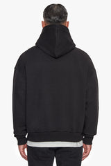 HEAVY LOGO DESIGN HOODIE BLACK