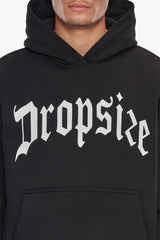HEAVY LOGO DESIGN HOODIE BLACK
