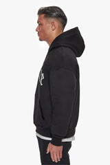 HEAVY LOGO DESIGN HOODIE BLACK