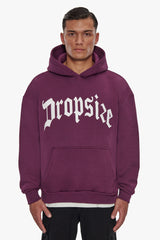 HEAVY LOGO DESIGN HOODIE GRAPE WINE