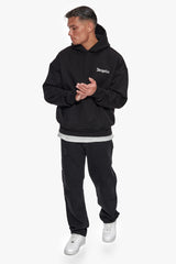 HEAVY OVERSIZE EMBO HOODIE BLACK