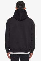 HEAVY OVERSIZE EMBO HOODIE BLACK