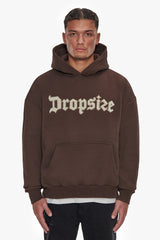 HEAVY OVERSIZE FROTTEE EMBO HOODIE CHOCOLATE / CREAM
