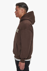 HEAVY OVERSIZE FROTTEE EMBO HOODIE CHOCOLATE / CREAM