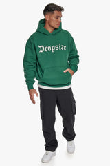 HEAVY OVERSIZE FROTTEE EMBO HOODIE WASHED GREEN / CREAM