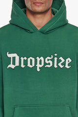 HEAVY OVERSIZE FROTTEE EMBO HOODIE WASHED GREEN / CREAM