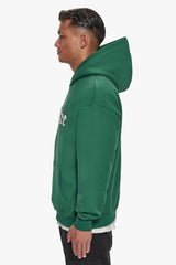 HEAVY OVERSIZE FROTTEE EMBO HOODIE WASHED GREEN / CREAM