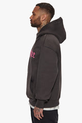 HEAVY OVERSIZE FROTTEE HOODIE WASHED BLACK