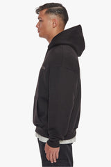 HEAVY BACKLOGO HOODIE BLACK / CHOCOLATE