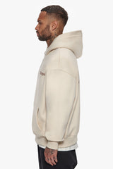 HEAVY BACKLOGO HOODIE COCONUT MILK / BROWN