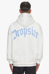 HEAVY BACKLOGO HOODIE WASHED WHITE / BABY BLUE