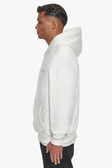 HEAVY BACKLOGO HOODIE WASHED WHITE / BABY BLUE
