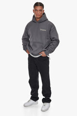 HEAVY OVERSIZE EMBO HOODIE GREY / CREAM