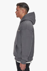 HEAVY OVERSIZE EMBO HOODIE GREY / CREAM