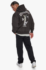 HEAVY OVERSIZE PRAYING ANGEL HOODIE WASHED BLACK