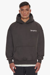 HEAVY OVERSIZE CREW LOVE DOVE HOODIE WASHED BLACK