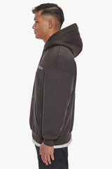 HEAVY OVERSIZE CREW LOVE DOVE HOODIE WASHED BLACK