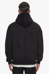 HEAVY OVERSIZE FROTTEE EMBO HOODIE BLACK