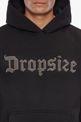 HEAVY OVERSIZE FROTTEE EMBO HOODIE BLACK