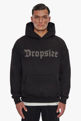HEAVY OVERSIZE FROTTEE EMBO HOODIE BLACK