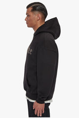 HEAVY OVERSIZE FROTTEE EMBO HOODIE BLACK