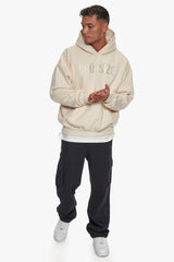 HEAVY OVERSIZE FLAT FRONT EMBO HOODIE COCONUT MILK