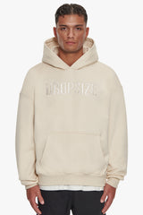 HEAVY OVERSIZE FLAT FRONT EMBO HOODIE COCONUT MILK