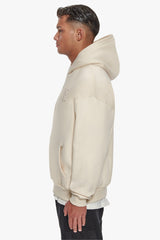 HEAVY OVERSIZE FLAT FRONT EMBO HOODIE COCONUT MILK