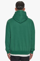 HEAVY OVERSIZE FLAT FRONT EMBO HOODIE WASHED GREEN