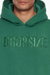 HEAVY OVERSIZE FLAT FRONT EMBO HOODIE WASHED GREEN