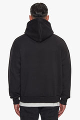 HEAVY OVERSIZE CREW ATHLETIC HOODIE BLACK
