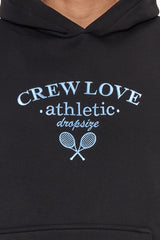 HEAVY OVERSIZE CREW ATHLETIC HOODIE BLACK