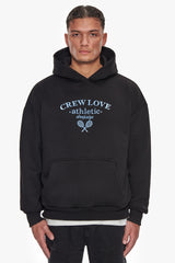HEAVY OVERSIZE CREW ATHLETIC HOODIE BLACK