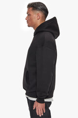 HEAVY OVERSIZE CREW ATHLETIC HOODIE BLACK