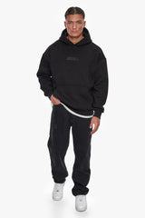 HEAVY OVERSIZE CENTER HD HOODIE BLACK